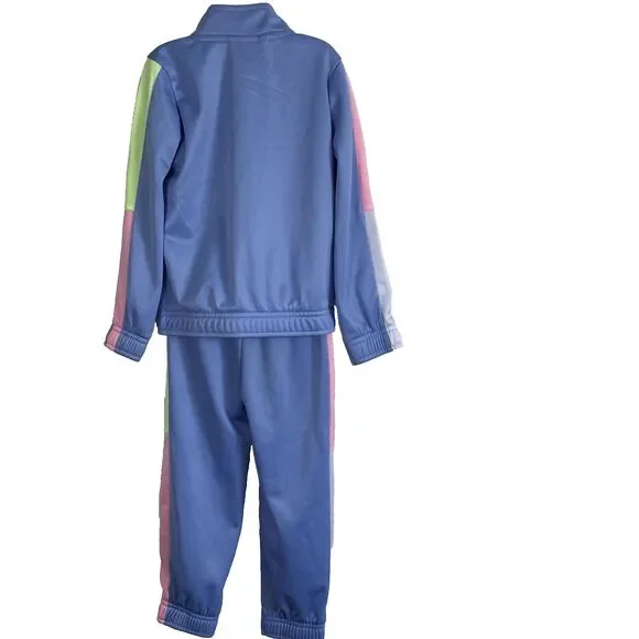 Puma Toddler Girl Matching Set Jacket And Pants Blue/Pink Tracksuit Full zip 3T - Picture 2 of 15